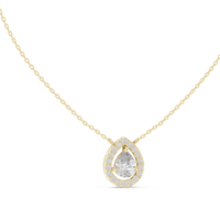 1.95ct TW Pear Lab-Grown Diamond Halo Pendant Necklace in Yellow Gold — Verasah fine jewellery