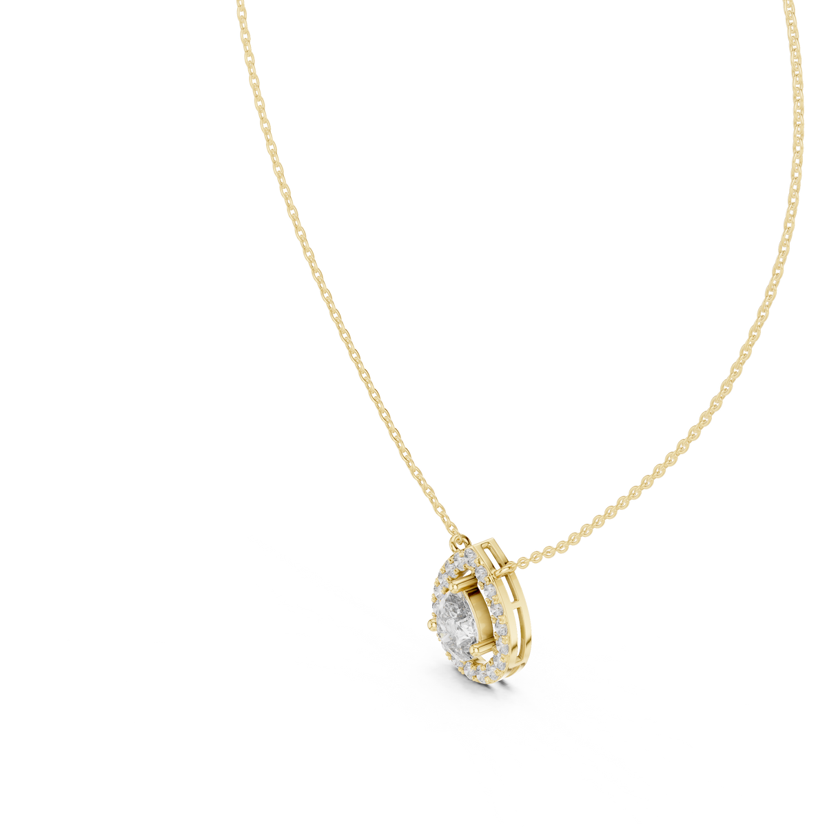 1.95ct TW Pear Lab-Grown Diamond Halo Pendant Necklace