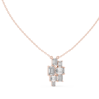 3.86ct TW Emerald Cut Lab-Grown Diamond Cluster Pendant Necklace in Rose Gold — Verasah fine jewellery
