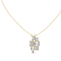 3.86ct TW Emerald Cut Lab-Grown Diamond Cluster Pendant Necklace in Yellow Gold — Verasah fine jewellery