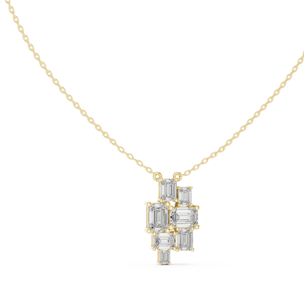 3.86ct TW Emerald Cut Lab-Grown Diamond Cluster Pendant Necklace