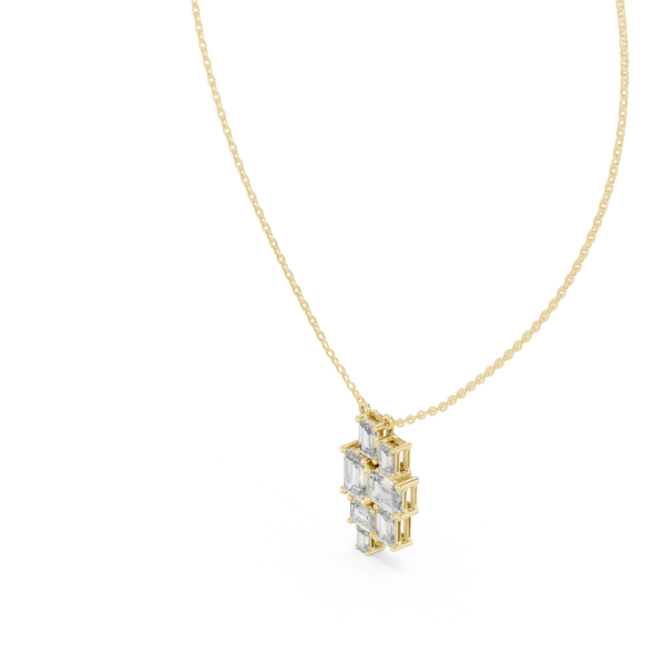 3.86ct TW Emerald Cut Lab-Grown Diamond Cluster Pendant Necklace