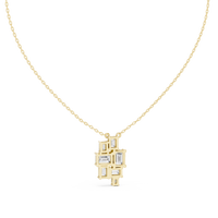 3.86ct TW Emerald Cut Lab-Grown Diamond Cluster Pendant Necklace in Yellow Gold — Verasah fine jewellery