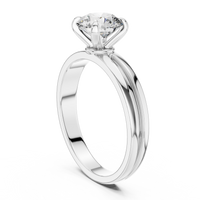 1ct TW Round Lab-Grown Diamond Grooved Band Solitaire Ring in White Gold — Verasah fine jewellery