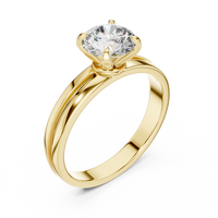 1ct TW Round Lab-Grown Diamond Grooved Band Solitaire Ring in Yellow Gold — Verasah fine jewellery