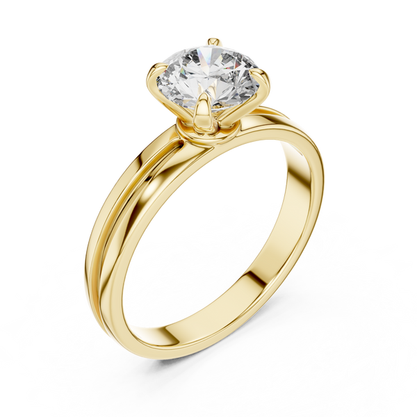 1ct TW Round Lab-Grown Diamond Grooved Band Solitaire Ring