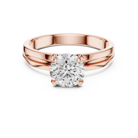 1ct TW Round Lab-Grown Diamond Grooved Band Solitaire Ring in Rose Gold — Verasah fine jewellery