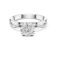 1ct TW Round Lab-Grown Diamond Grooved Band Solitaire Ring in White Gold — Verasah fine jewellery