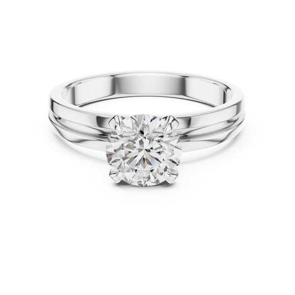 1ct TW Round Lab-Grown Diamond Grooved Band Solitaire Ring
