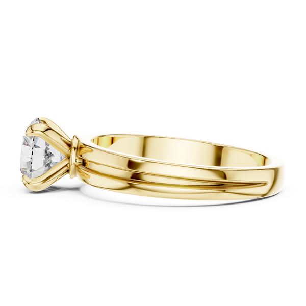 1ct TW Round Lab-Grown Diamond Grooved Band Solitaire Ring