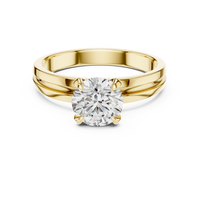 1ct TW Round Lab-Grown Diamond Grooved Band Solitaire Ring in Yellow Gold — Verasah fine jewellery