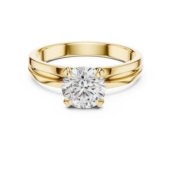 1ct TW Round Lab-Grown Diamond Grooved Band Solitaire Ring