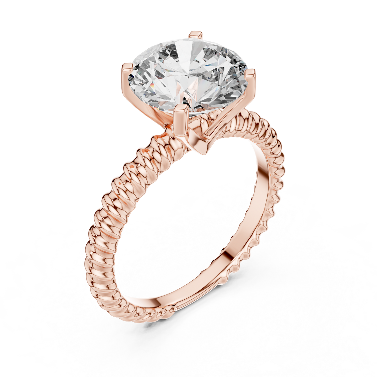 2.8ct TW Round Lab-Grown Diamond Twisted Rope Band Solitaire Ring