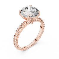 2.8ct TW Round Lab-Grown Diamond Twisted Rope Band Solitaire Ring in Rose Gold — Verasah fine jewellery