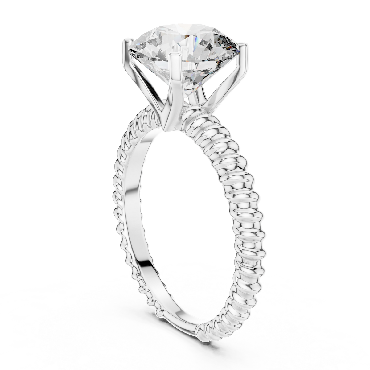 2.8ct TW Round Lab-Grown Diamond Twisted Rope Band Solitaire Ring