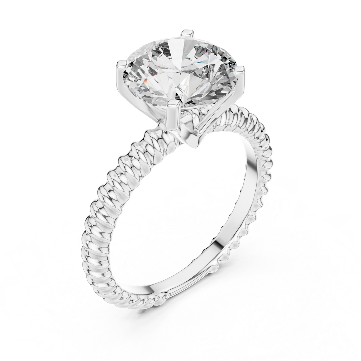 2.8ct TW Round Lab-Grown Diamond Twisted Rope Band Solitaire Ring