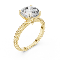 2.8ct TW Round Lab-Grown Diamond Twisted Rope Band Solitaire Ring in Yellow Gold — Verasah fine jewellery