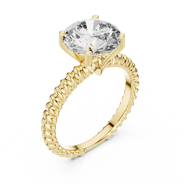 2.8ct TW Round Lab-Grown Diamond Twisted Rope Band Solitaire Ring