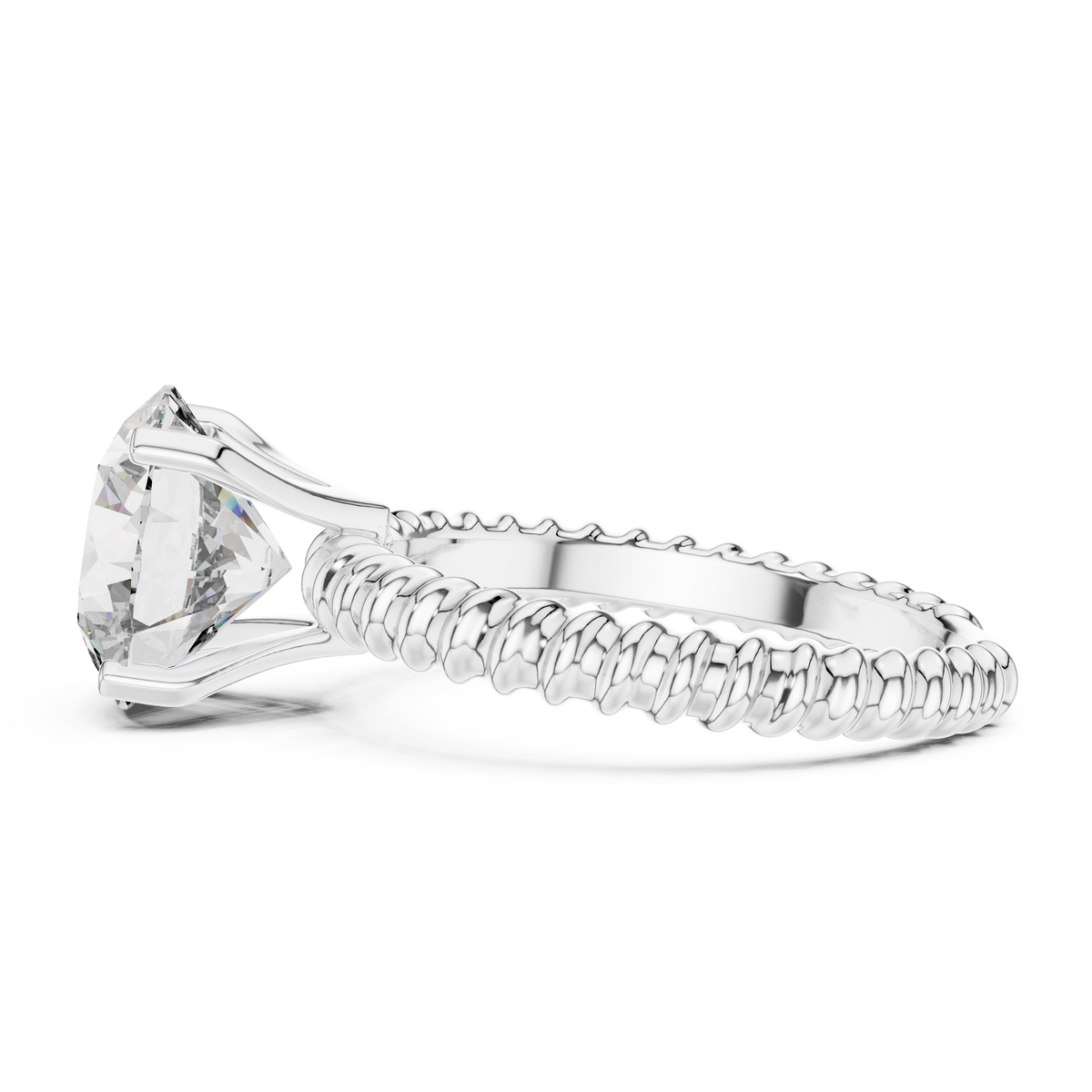 2.8ct TW Round Lab-Grown Diamond Twisted Rope Band Solitaire Ring