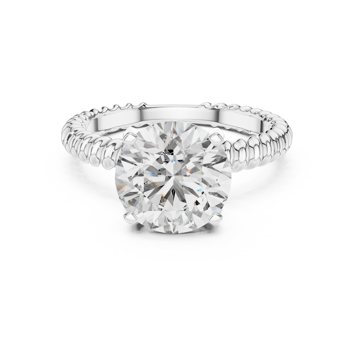 2.8ct TW Round Lab-Grown Diamond Twisted Rope Band Solitaire Ring