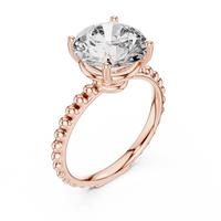 2.8ct TW Round Lab-Grown Diamond Beaded Band Solitaire Ring in Rose Gold — Verasah fine jewellery