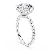 2.8ct TW Round Lab-Grown Diamond Beaded Band Solitaire Ring in White Gold — Verasah fine jewellery