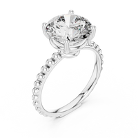 2.8ct TW Round Lab-Grown Diamond Beaded Band Solitaire Ring in White Gold — Verasah fine jewellery