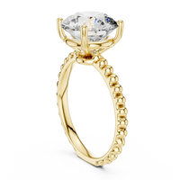 2.8ct TW Round Lab-Grown Diamond Beaded Band Solitaire Ring in Yellow Gold — Verasah fine jewellery
