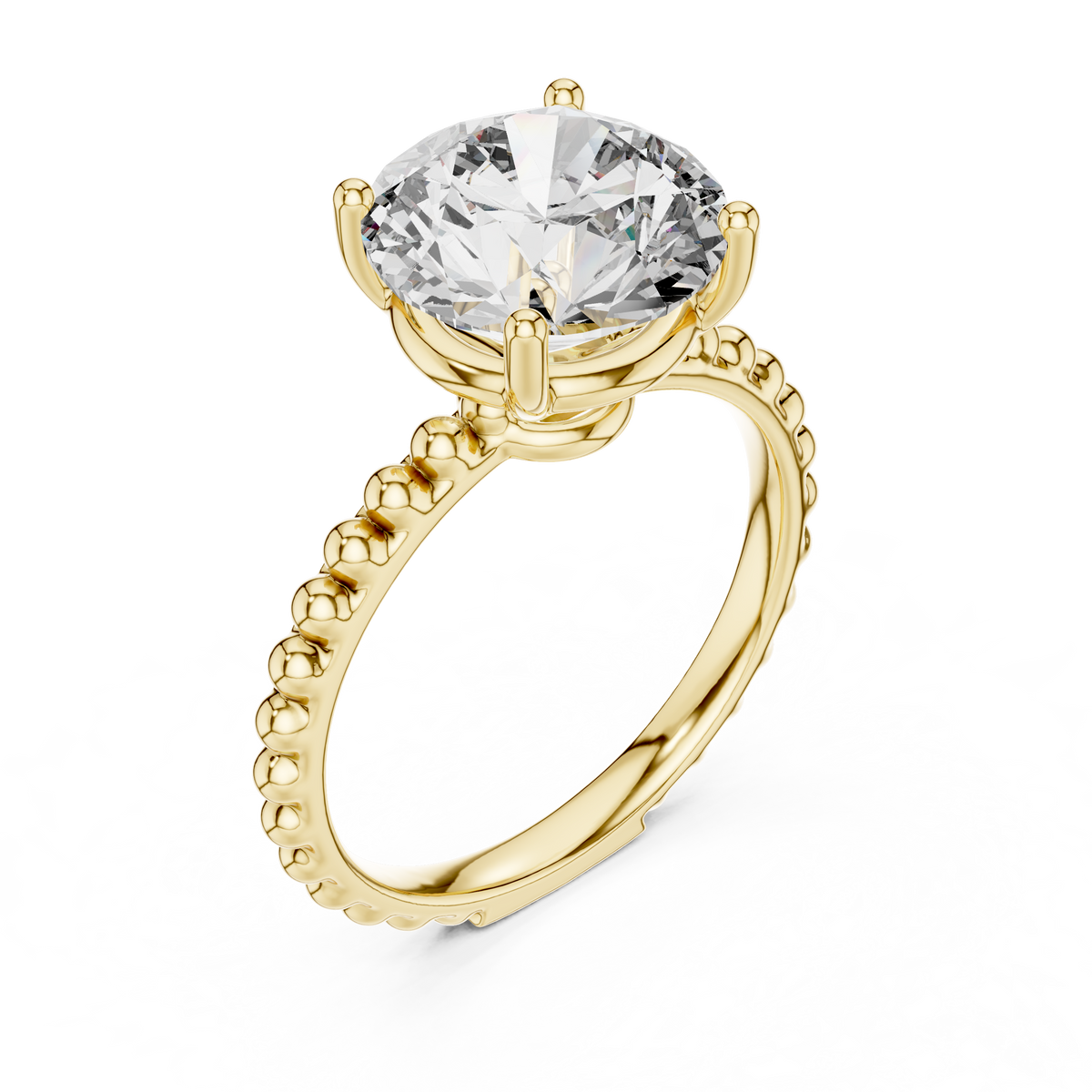2.8ct TW Round Lab-Grown Diamond Beaded Band Solitaire Ring