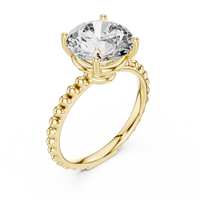 2.8ct TW Round Lab-Grown Diamond Beaded Band Solitaire Ring in Yellow Gold — Verasah fine jewellery