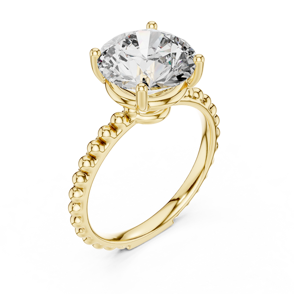 2.8ct TW Round Lab-Grown Diamond Beaded Band Solitaire Ring