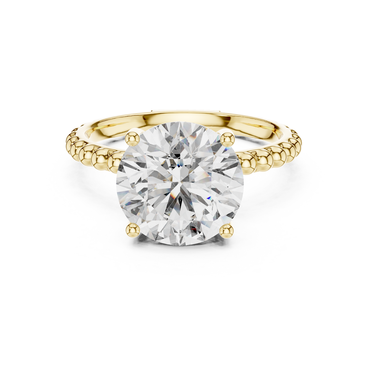 2.8ct TW Round Lab-Grown Diamond Beaded Band Solitaire Ring