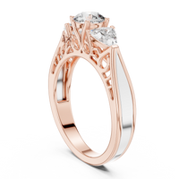 1.02ct TW Round and Trillion Lab-Grown Diamond Vintage Cathedral Ring in Rose Gold — Verasah fine jewellery
