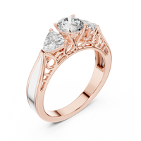 1.02ct TW Round and Trillion Lab-Grown Diamond Vintage Cathedral Ring in Rose Gold — Verasah fine jewellery