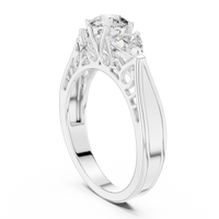 1.02ct TW Round and Trillion Lab-Grown Diamond Vintage Cathedral Ring in White Gold — Verasah fine jewellery