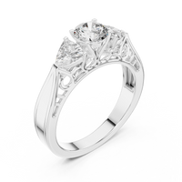 1.02ct TW Round and Trillion Lab-Grown Diamond Vintage Cathedral Ring in White Gold — Verasah fine jewellery