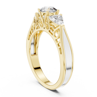 1.02ct TW Round and Trillion Lab-Grown Diamond Vintage Cathedral Ring in Yellow Gold — Verasah fine jewellery