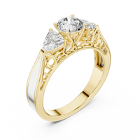 1.02ct TW Round and Trillion Lab-Grown Diamond Vintage Cathedral Ring in Yellow Gold — Verasah fine jewellery