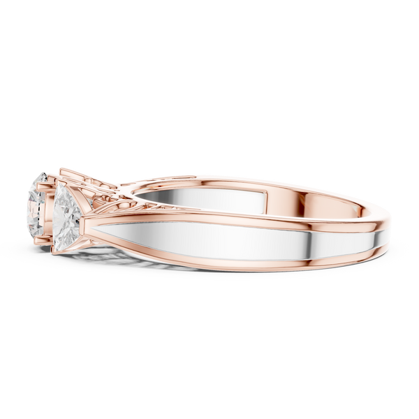 1.02ct TW Round and Trillion Lab-Grown Diamond Vintage Cathedral Ring
