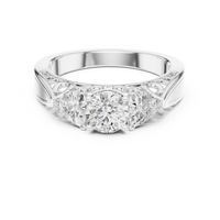 1.02ct TW Round and Trillion Lab-Grown Diamond Vintage Cathedral Ring in White Gold — Verasah fine jewellery
