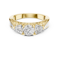 1.02ct TW Round and Trillion Lab-Grown Diamond Vintage Cathedral Ring in Yellow Gold — Verasah fine jewellery