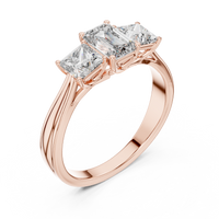 1.16ct TW Emerald Cut Lab-Grown Diamond Princess Three Stone Ring in Rose Gold — Verasah fine jewellery