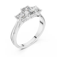 1.16ct TW Emerald Cut Lab-Grown Diamond Princess Three Stone Ring in White Gold — Verasah fine jewellery