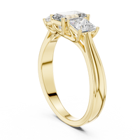 1.16ct TW Emerald Cut Lab-Grown Diamond Princess Three Stone Ring in Yellow Gold — Verasah fine jewellery