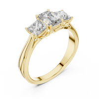 1.16ct TW Emerald Cut Lab-Grown Diamond Princess Three Stone Ring in Yellow Gold — Verasah fine jewellery