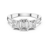 1.16ct TW Emerald Cut Lab-Grown Diamond Princess Three Stone Ring in White Gold — Verasah fine jewellery