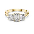 1.16ct TW Emerald Cut Lab-Grown Diamond Princess Three Stone Ring