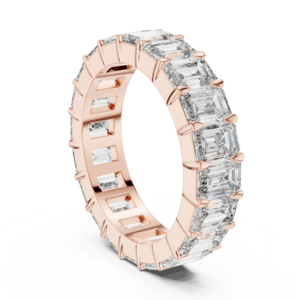 5.64ct TW Emerald Lab-Grown Diamond Eternity Ring