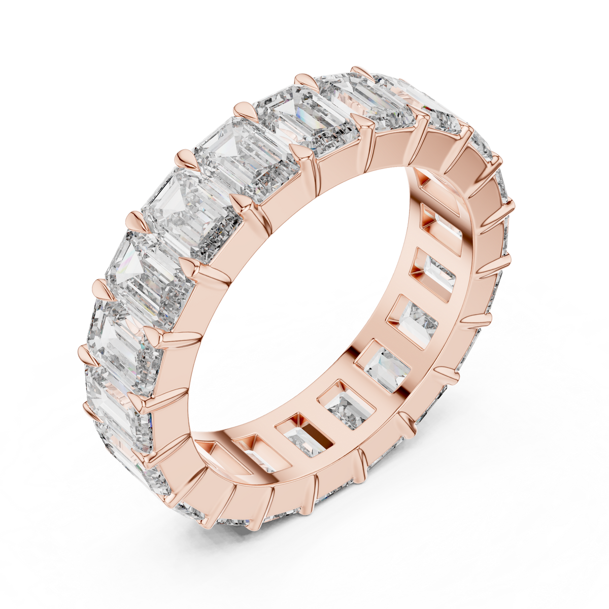 5.64ct TW Emerald Lab-Grown Diamond Eternity Ring