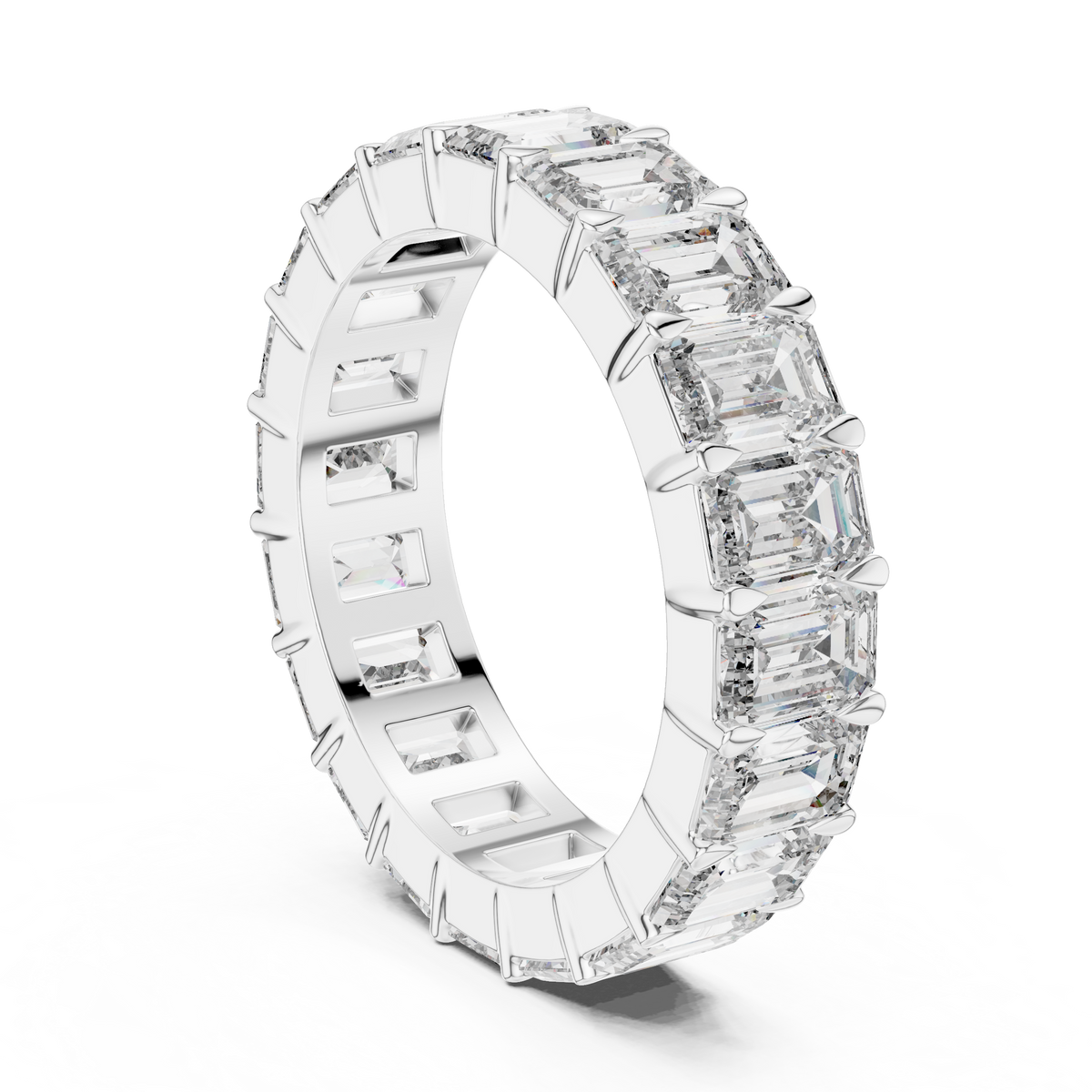 5.64ct TW Emerald Lab-Grown Diamond Eternity Ring
